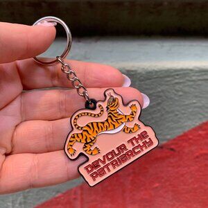 Devour the Patriarchy🩸 🐅 Feminist Enamel Keychain